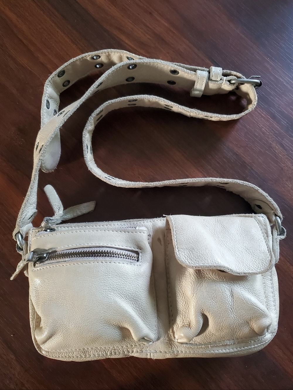 Free People Wade Leather Sling Light Grey Off White